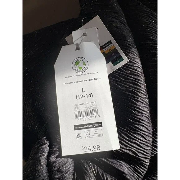 Time And Tru Women’s One Piece Swimsuit Cut Out Black/Gold 	 NWT Size L 12-14 - Picture 5 of 10